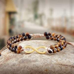 Bracelet Symbole Infini Doré et Oeil de Tigre-Mon Bracelet Homme