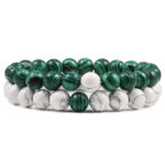 Bracelet Vert et Blanc en Malachite pour Homme-Mon Bracelet Homme