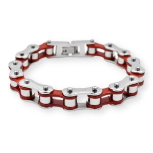Bracelet Chaîne de Moto Coloré Rouge en Acier Inoxydable Fletcher