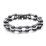 Bracelet Chaîne de Moto Noir en Acier Inoxydable et en Zircon Ronin - Mon Bracelet Homme