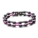 Bracelet Chaîne de Moto Noir et Violet en Acier Inoxydable et en Zircon Jorge - Mon Bracelet Homme