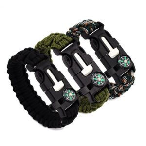 Bracelet de Survie en Paracorde Tressée Multifonctionnelle Avec Sifflet Boussole et Racloir D'Extérieur Kiaan - Mon Bracelet Homme
