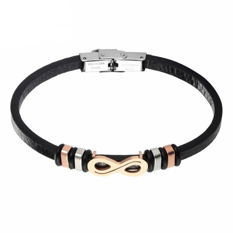 Bracelet Infini Homme Cuir et Acier Inoxydable - Mon Bracelet Homme