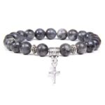 Bracelet Labradorite Croix pour Homme en Perles - Mon Bracelet Homme